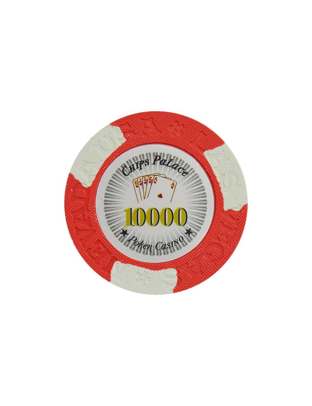 Ficha de póker "LAS VEGAS 10000" - en compuesto de arcilla con inserción de metal - 14g - disponible para la venta por unidad.