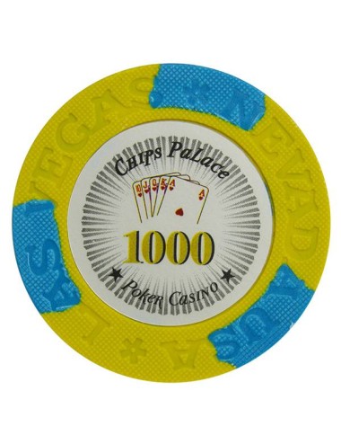 Ficha de poker "LAS VEGAS 1000" - em composto de argila com inserção de metal - 14g - à venda individualmente.