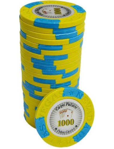 Ficha de poker "LAS VEGAS 1000" - em composto de argila com inserção de metal - 14g - à venda individualmente.