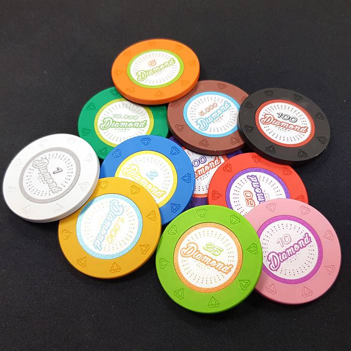 Poker chip "DIAMOND 100" - 14g - gemaakt van clay-composiet met metalen inleg - te koop per stuk.