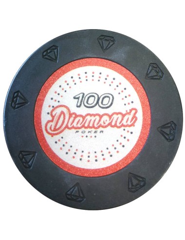 Poker chip "DIAMOND 100" - 14g - in clay composite with metal insert - sold individually