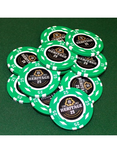 Pokerchip "HERITAGE 25" - 14g - aus Lehmkomposit mit Metalleinsatz - einzeln erhältlich