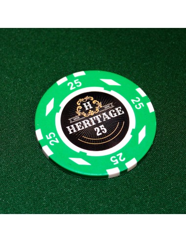 Pokerchip "HERITAGE 25" - 14g - aus Lehmkomposit mit Metalleinsatz - einzeln erhältlich