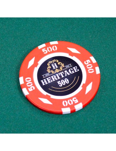 Ficha de poker "HERITAGE 500" - 14g - em compósito de argila com inserção de metal - à venda individualmente