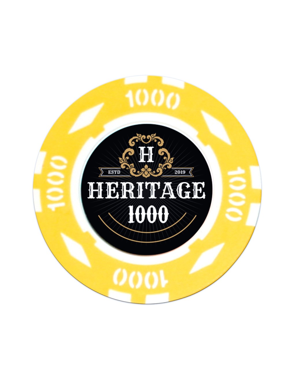 Poker chip "HERITAGE 1000" - 14g - made of clay composite with metal insert - sold individually.