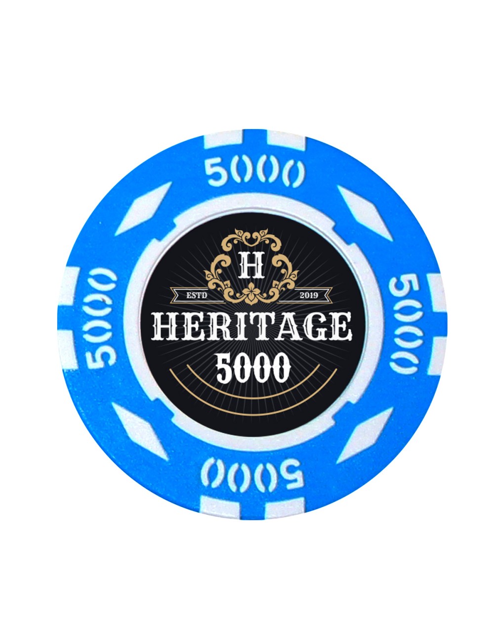 Ficha de póker "HERITAGE 5000" - 14g - en compuesto de arcilla con inserto de metal - a la venta por unidad.