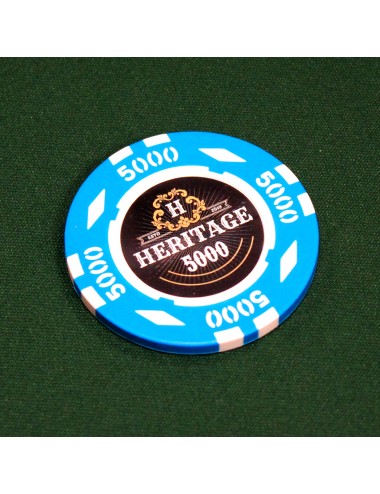 Ficha de pôquer "HERITAGE 5000" - 14g - em compósito de argila com inserção de metal - à venda individualmente