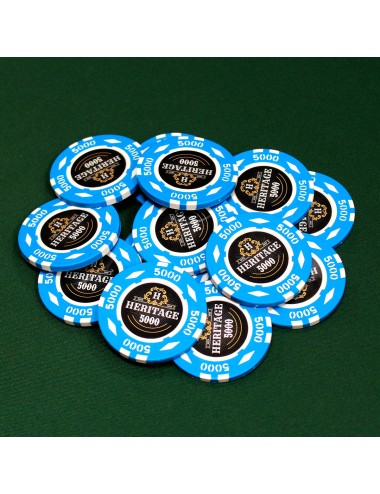 Poker chip "HERITAGE 5000" - 14g - in clay composite with metal insert - sold individually