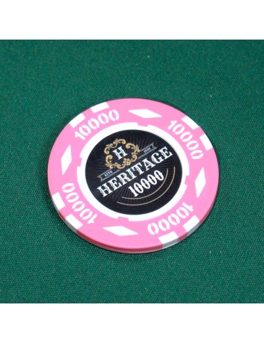 "Poker chip "HERITAGE 10000" - 14g - made of clay composite with metal insert - for sale individually."