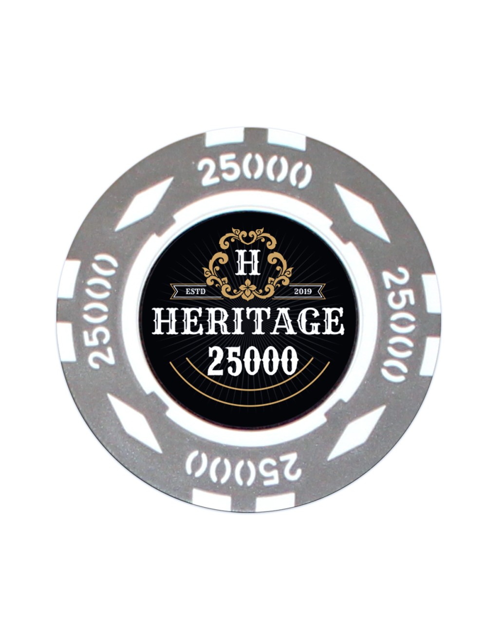 "Poker chip 'HERITAGE 25000' - 14g - in clay composite with metal insert - sold individually"