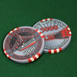 Poker chip "HONG KONG STAR 5000" - made of ceramic - weighs 10g.