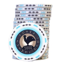 Ficha de póker "FRENCH POKER TOUR 5000" - hecha de cerámica - 10g - se vende por unidad.