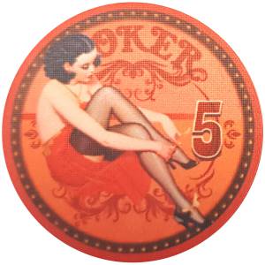 Żeton do pokera "60's BEAUTY 1" - 12g - 43mm - ceramiczny - dostępny na sztuki