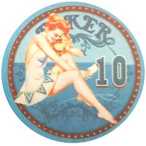 Ficha de póker "60's BEAUTY 1" - 12g - 43mm - de cerámica - disponible para la venta individual