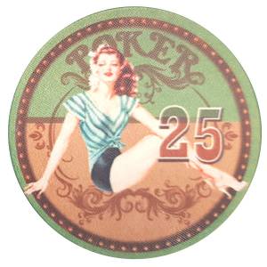 Jeton de poker "VINTAGE BEAUTY" - 12g - 43mm - en céramique - en vente à l'unité