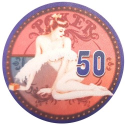 Ficha de pôquer "60's BEAUTY 100" - 12g - 43mm - em cerâmica - à venda por unidade