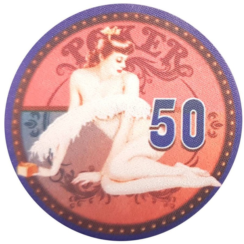 Poker chip "VINTAGE BEAUTY 100" - 12g - 43mm - made of ceramic - sold individually