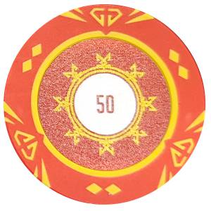 Pokerchip "SUNSHINE VÄRDE 500" - 14g - i lerblandning med metallinlägg - till salu styckevis