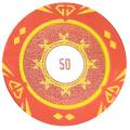 Pokerchip "SUNSHINE VÄRDE 500" - 14g - i lerblandning med metallinlägg - till salu styckevis