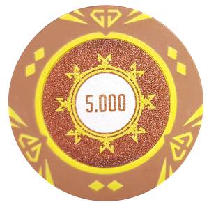 Pokerfiche "SUNSHINE WAARDE 500" - 14g - in kleicomposiet met metalen insert - te koop per stuk