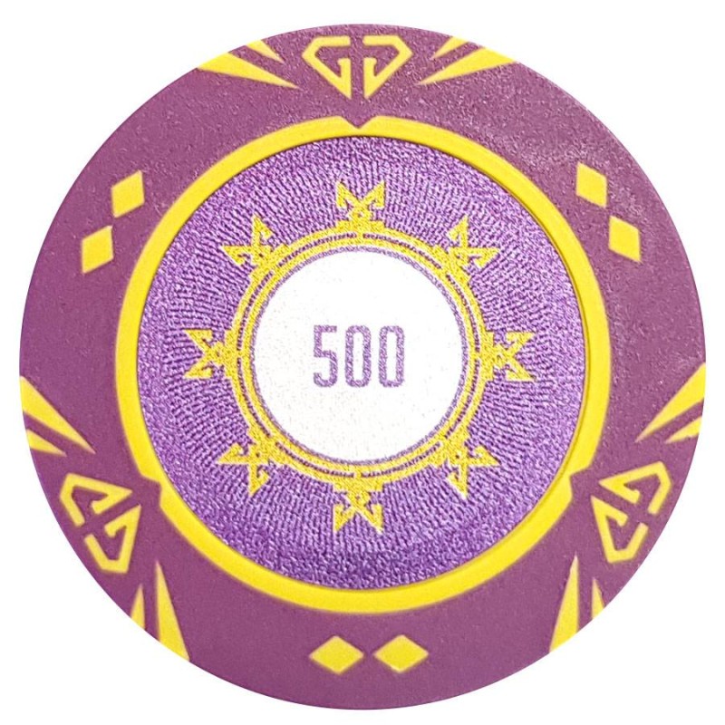 Ficha de poker "SUNSHINE VALOR 500" - 14g - em composto de argila com inserção de metal - à venda individualmente