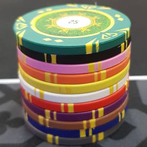 Ficha de poker "SUNSHINE VALOR 0.25" - 14g - em composto de argila com inserção de metal - à venda por unidade.