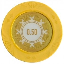 Pokermarker "SUNSHINE VÄRDE 0,25" - 14 g - i lera-komposit med metallinlägg - till salu styckvis