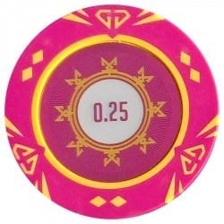 Pokermarker "SUNSHINE VÄRDE 0,25" - 14 g - i lera-komposit med metallinlägg - till salu styckvis