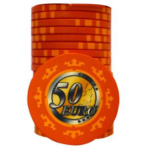Ficha de Jogo em Dinheiro "EURO - SÉRIE 3 - 50" - Edição Limitada - em cerâmica - 10g