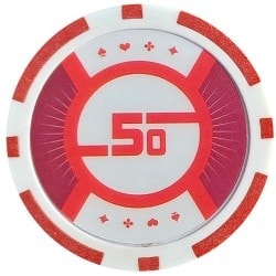 Pokerchips "RUNNER UP 2" - 12g - i ABS med metallinsats - i rullar om 25 chips