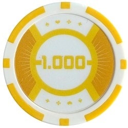 Jetons de poker "RUNNER UP 5" - 12g - en ABS avec insert métal - par rouleaux de 25 jetons