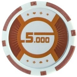 Gettoni da poker "RUNNER UP 5" - 12g - in ABS con inserto in metallo - rotoli da 25 gettoni