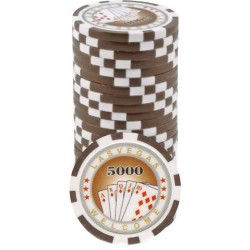 Gettoni da poker "ROYAL FLUSH 10" - in ABS con inserto metallico - rotolo di 25 gettoni - 11,5 g