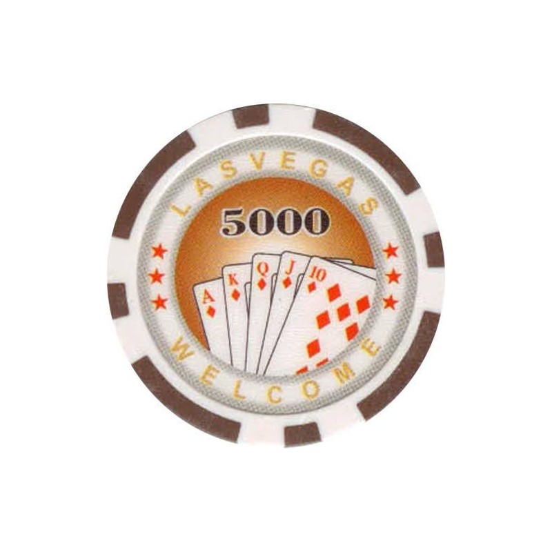 Fichas de póker "ROYAL FLUSH 10" - en ABS con inserto metálico - rollo de 25 fichas - 11,5 g