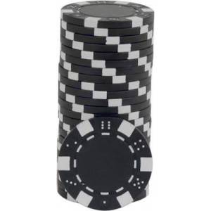 Pokerchips "DICE WHITE" - i ABS med metallinlägg – rulle med 25 chips – 11,5 g