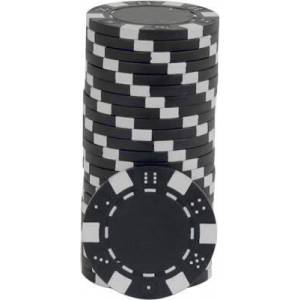 Pokerchips "DICE WHITE" - van ABS met metalen inleg - rol van 25 chips - 11,5 g