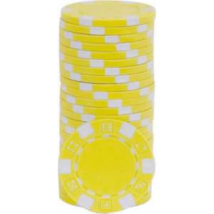 Pokerchips "DICE WHITE" - i ABS med metallinlägg – rulle med 25 chips – 11,5 g