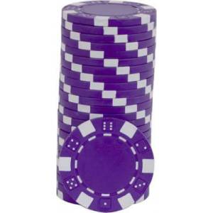 Gettoni da poker "DICE WHITE" - in ABS con inserto metallico - rotolo da 25 gettoni - 11,5 g