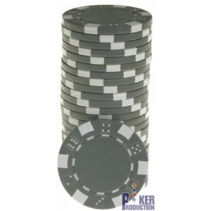 Pokerchips "DICE WHITE" - i ABS med metallinlägg – rulle med 25 chips – 11,5 g