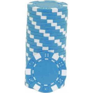 Pokerchips "DICE WHITE" - van ABS met metalen inleg - rol van 25 chips - 11,5 g