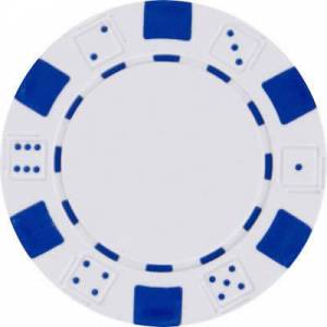 Pokerchips "DICE WHITE" - van ABS met metalen inleg - rol van 25 chips - 11,5 g