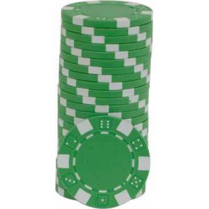 Pokerchips "DICE GREEN" - van ABS met metalen inzetstuk - rol van 25 chips - 11,5 g