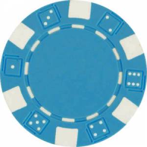 Poker chips "SKY BLUE DICE" - made of ABS with metal insert - roll of 25 chips - 11.5 g