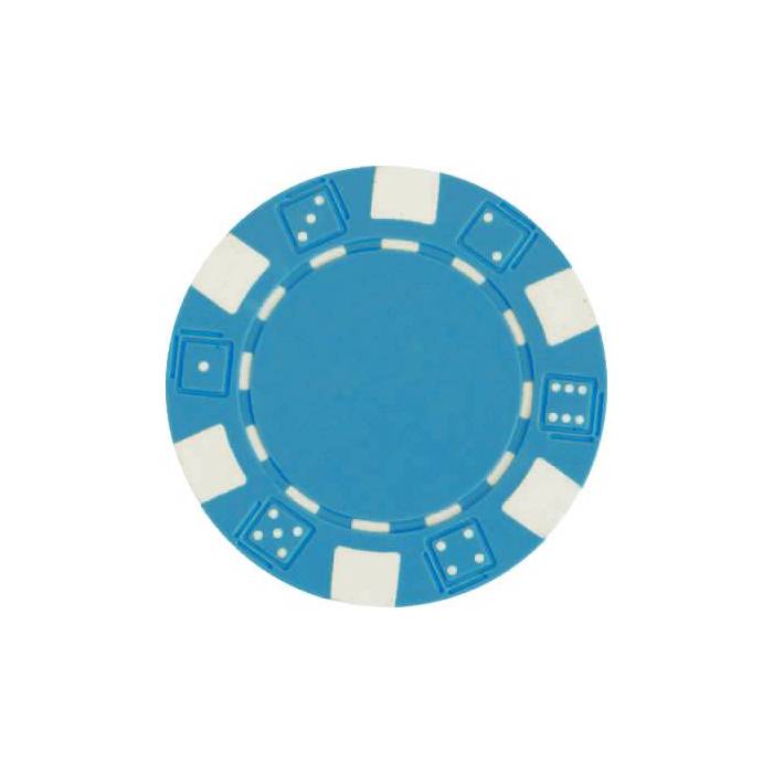 Poker chips "DICE SKY BLUE" - van ABS met metalen inzetstuk - rol van 25 chips - 11,5 g