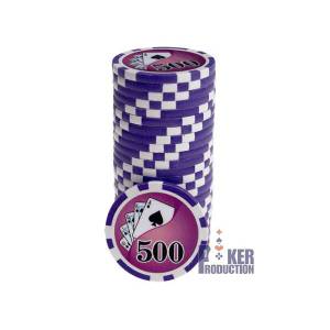 Pokerchips "YING YANG 10" - i ABS med metallinlägg – rulle med 25 chips – 11,5 g