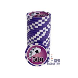 Pokerchips "YING YANG 10" - van ABS met metalen inzetstuk - rol van 25 chips - 11,5 g