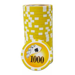 Pokerchips "YING YANG 10" - van ABS met metalen inzetstuk - rol van 25 chips - 11,5 g