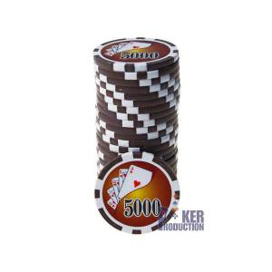 Pokerchips "YING YANG 10" - i ABS med metallisk insats - rulle med 25 chips - 11,5 g