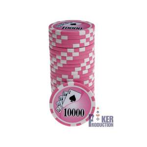 Pokerchips "YING YANG 10" - van ABS met metalen inzetstuk - rol van 25 chips - 11,5 g