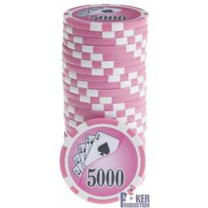 Pokerchips "YING YANG 10" - van ABS met metalen inzetstuk - rol van 25 chips - 11,5 g